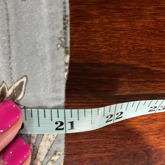 J. Jill Womens Top Dusty Blue/Green S 3/4 Sleeves Pullover Button Details Floral - Picture 12 of 13